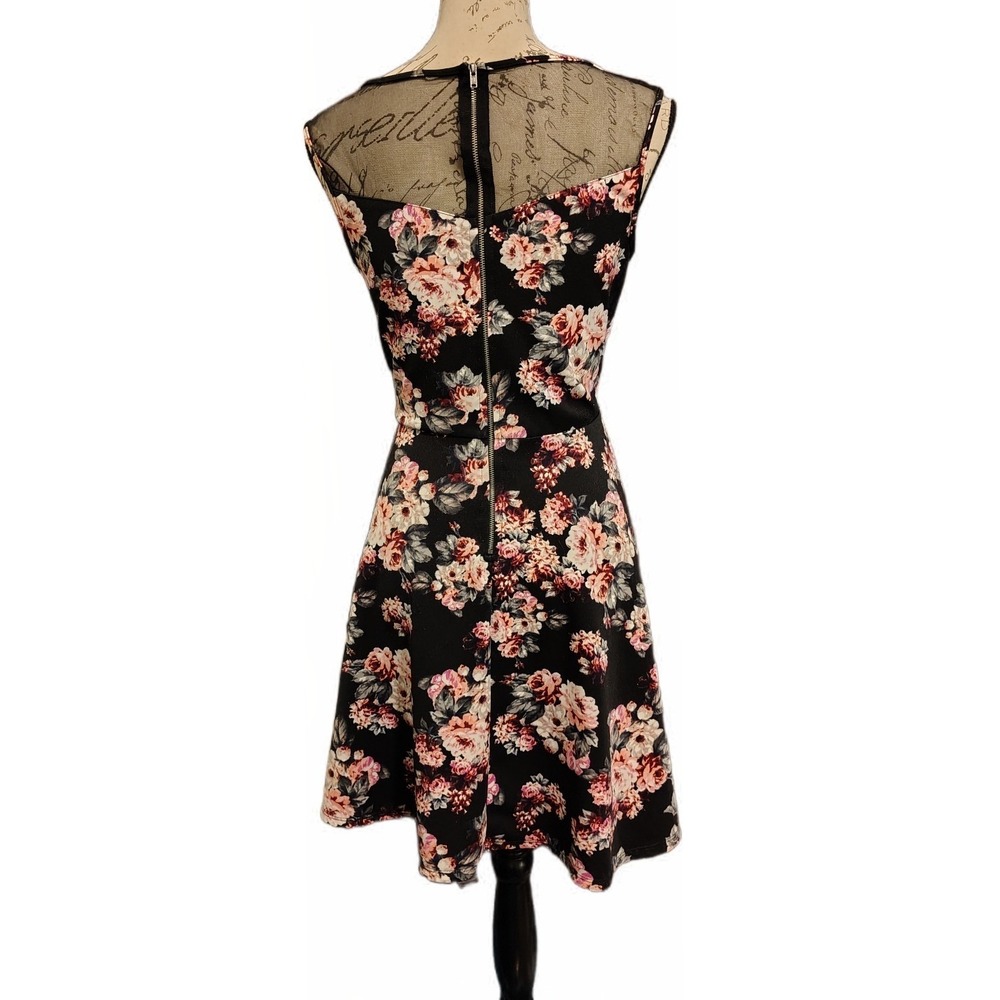 Womens Rose Floral Sweetheart Boat Neck A Line Knee Length Dress M Whimsygoth - Picture 5 of 9
